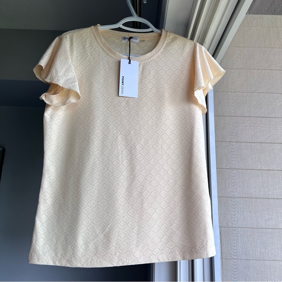 Point Zero women Ruffle-Sleeve Embroidered Top, Medium, spring, summers, NWT - Picture 2 of 7